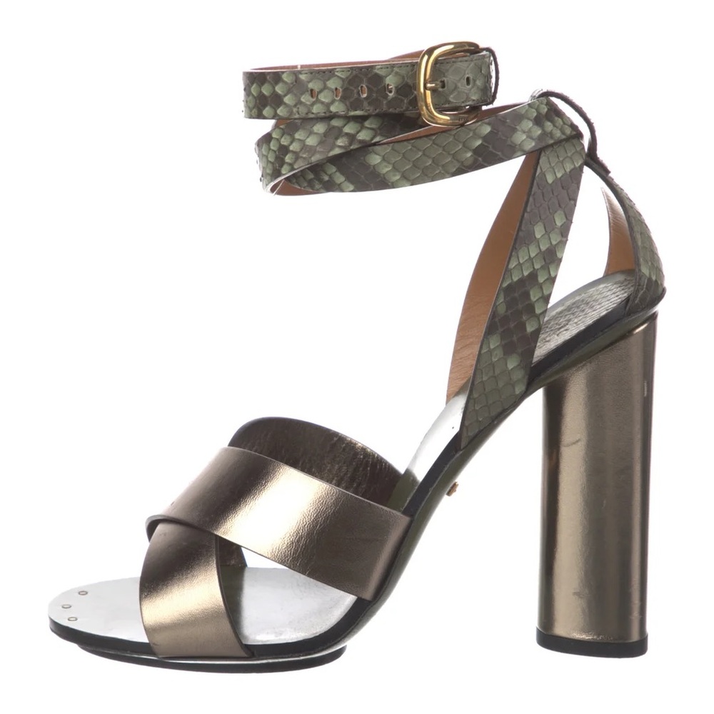 Gucci Leather Animal Print Sandals